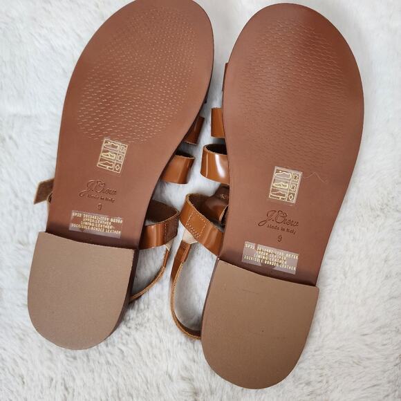 NEW J. Crew Fisherman Sandals Shiny Spazzolato Leather Brown 9 - Picture 6 of 10